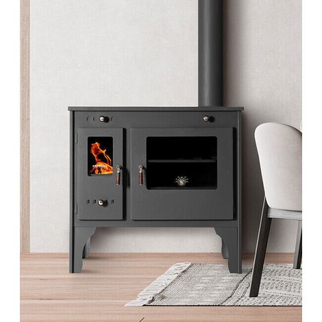 Prometey – Cuisinière à bois 7 kW – Efficacité 83,63 % – Classe A+ – Zone chauffée 30-80 m² – Dimensions 81x46x76 cm (1/5)