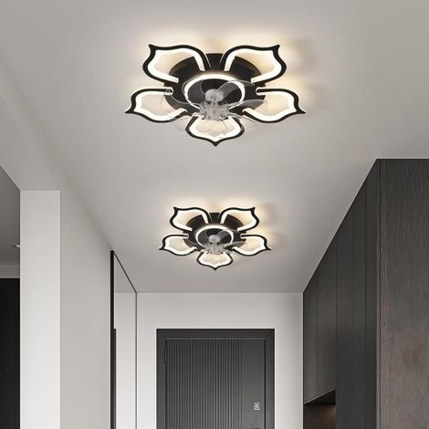 Ventilatore da soffitto con luci, ventilatore da soffitto LED dimmerabile con telecomando e app, 6 velocità del vento, 65 cm (1/4)
