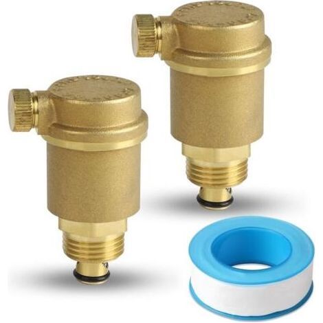 2 Pcs Purgeur d'air automatique DN15 G1/2" en laiton, Purgeur automatique d'air, auto-étanche, Max 90°C, 12 Bars, Vanne de purge d'air, Purgeur automatique chauffage (1/5)