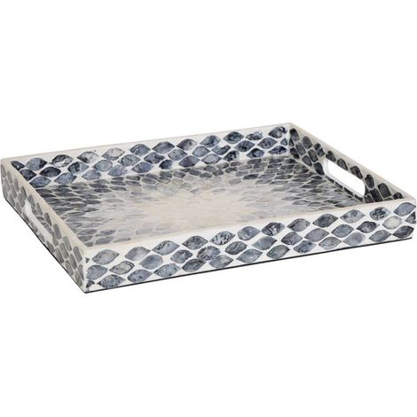 Vassoio rettangolare sheila 36,50x28,50x3,80 cm grigio perla - Atmosphera créateur d'intérieur
