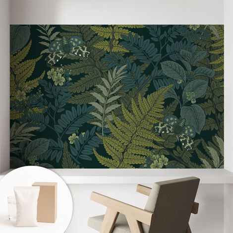 Papier peint intissé avec imprimé pour décoration intérieure pour rénovation a motif - Colle incluse gratuite Élégance verte 104x70 cm (1/5)