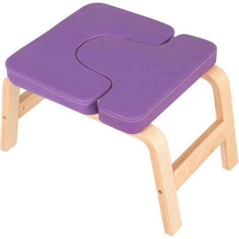Tabouret de yoga - YK6 - Violet - Bois massif - Assise rembourrée