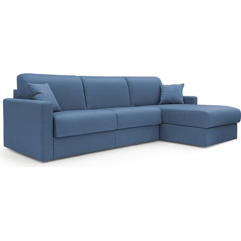 Chris Divano letto angolare 5 posti in tessuto impermeabile T13 288 cm Destro (mat. 160x197) blu