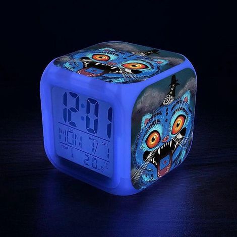 Réveil à motif dessin animé avec veilleuse LED, horloge numérique couleur, affichage de la température, du calendrier et du jour de la semaine, idéal pour décorer une chambre de fille, fonctionne avec (1/4)