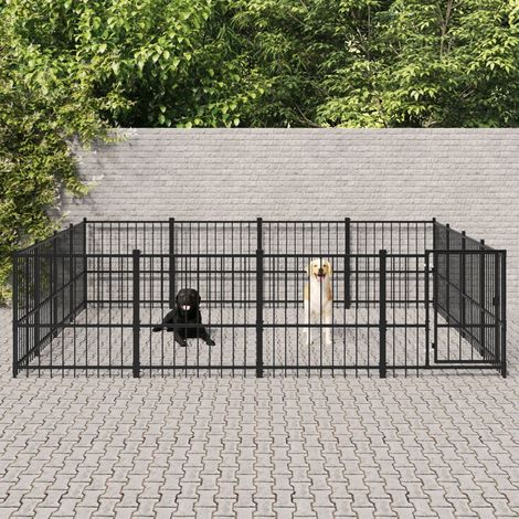Chenil d'extérieur pour chiens Parc Enclos pour Chiens Cage Nich Acier 15,05 m² REBSW507083 (1/5)