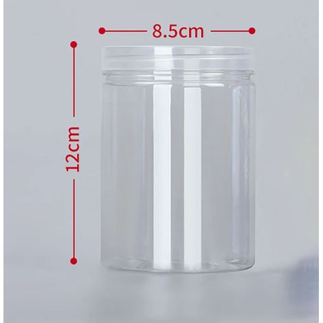 (S-600ml)1 bouteille d'emballage en plastique PET transparente vide avec fermeture hermétique, type seau circulaire, bocal à biscuits, boîte de conservation alimentaire scellée, récipient de stockage (1/5)