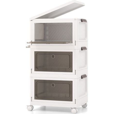 Scatole pieghevoli da 75L con ruote bloccabili, Set da 3 contenitori impilabili (1/3)