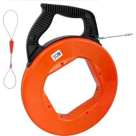 Tire Fils Electricien Aiguille 30m Tire Fils Electrique Kit Tire fil en Acier Spiralé Flexible Aiguille Tire Fil pour Installation Câbles électriques avec Boîtier Plastique Ressort de Guidage (1/5)