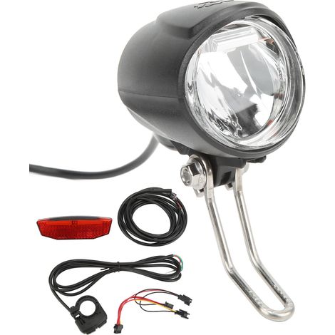 Ensemble phare et feu arrière pour vélo électrique, kit 3 en 1 avec 4 LED ABS et interrupteur double, éclairage extérieur