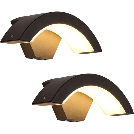 Aplique de pared exterior de 24 W, resistente al agua IP65 (para uso interior y exterior), aluminio negro, ideal para jardín, balcón o entrada, luz blanca cálida (3000 K), paquete de 2 unidades. (1/5)