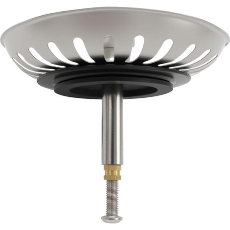 Bonde de bonde réglable en Hauteur Ø82 mm, Panier crible Bouchon d’évacuation, Bouchon en INOX pour lavabo, Accessoires pour évier, crible pour lavabo, Bouchon pour évier (Argent,1 pièce)