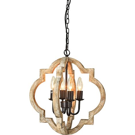 Plafoniera in stile industriale retrò americano – colore legno, E12 40 W, 40 x 43 cm