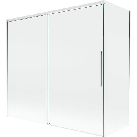Mexen Rox paravento da vasca 2 ante scorrevoli 170 + 80 x 150 cm, trasparente, bianco - 8C9-170-080-20-00