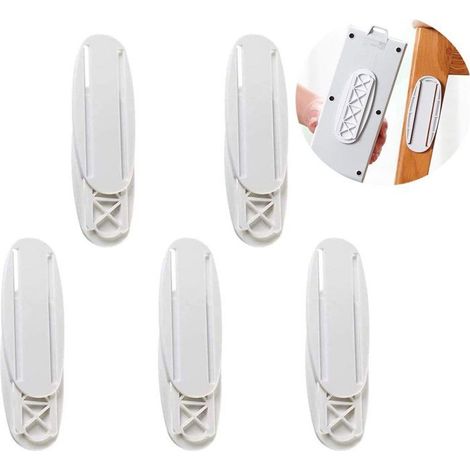 Support adhésif pour multiprise, sans perçage, 5 pièces, blanc, fixation murale pour prise, télécommande, bureau, cuisine (1/5)