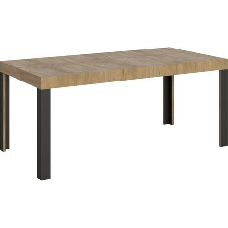 Table extensible 6 à 12 places L 160 à 264 cm bois clair et pieds métal gris foncé Liva (1/5)