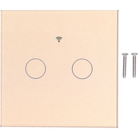 Ortviai Interrupteur intelligent tactile Zigbee Tuya 2 voies 100-240 V or, verre trempé, sans condensateur (1/5)