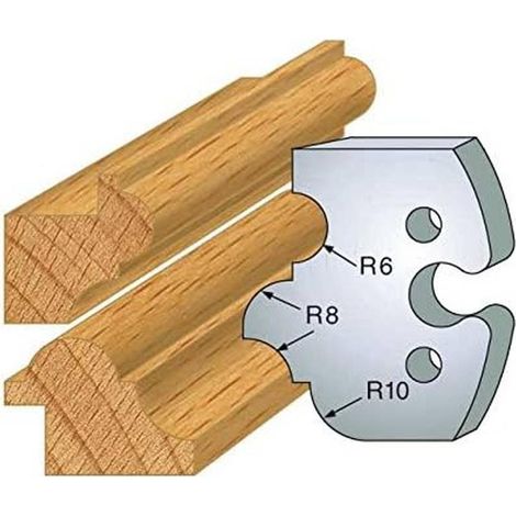 Jeu de 2 Fers Profilés Acier HT 50 x 5,5 mm - N°233 Multi-profil - Outil de menuiserie - Diamwood (1/2)