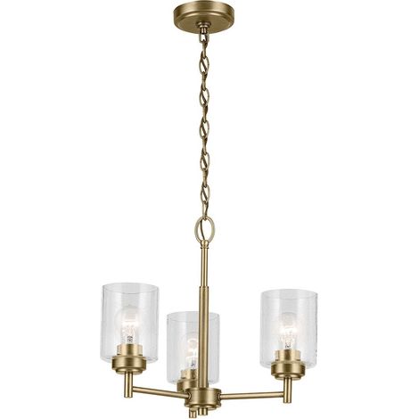 Elstead Kichler Winslow Plafonnier suspendu multi-bras classique en laiton naturel, 3 ampoules E27 (1/5)