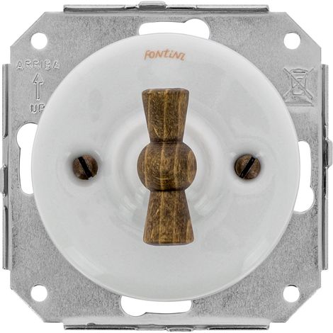 GARBY COLONIAL  - Double Va & Vient Porcelaine Blanche Manette Bois Hêtre Réf. 31302213 (1/4)