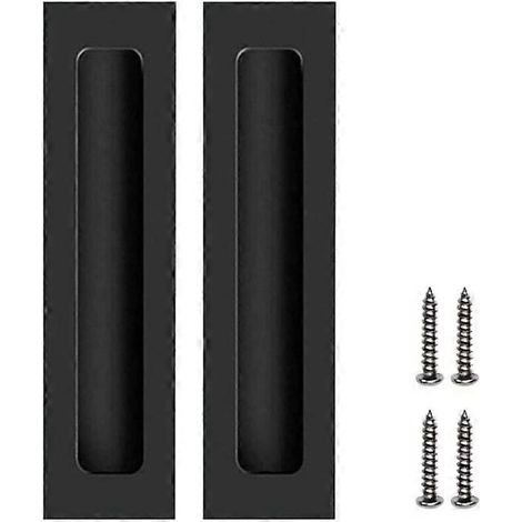 Poignées de porte noires pour meubles, poignées encastrées invisibles pour portes coulissantes avec vis (1/5)
