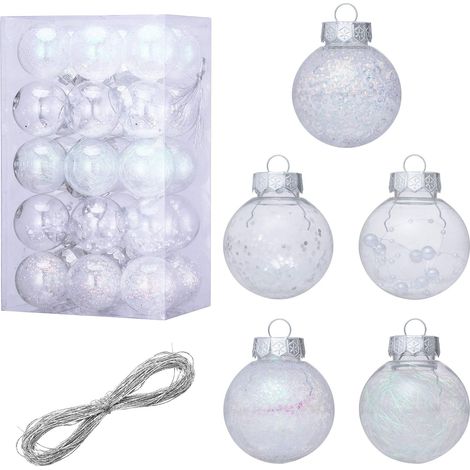 Boule De Noël - Boule Transparente En Plastique Incassable Pour Arbre De Noël - Décoration De Fête Et De Maison - Lot De 30 Pièces (1/5)