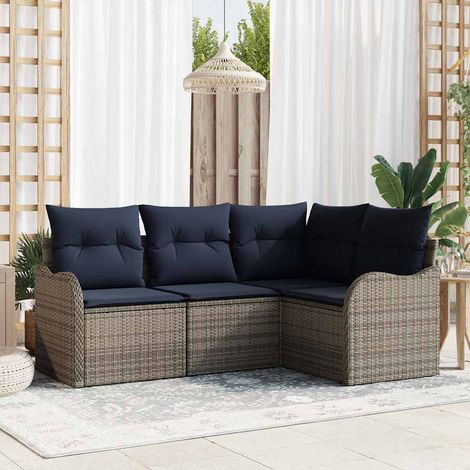 Set Divano da Giardino Grigio polyrattan vidaXL (1/5)