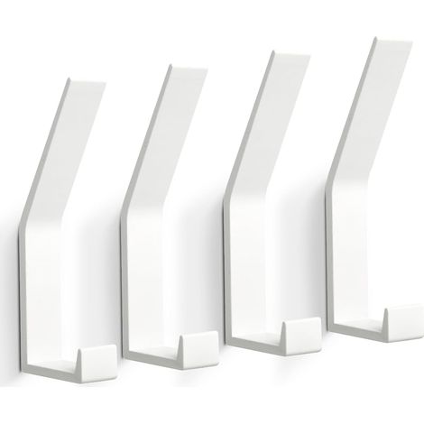 4 PCs Patères, Porte Manteau Mural (Vis Invisibles), Crochet Porte Manteau Moderne pour Vestes, Manteaux, Vêtements, écharpes, Sacs à Main et Plus (Blanc) (1/5)