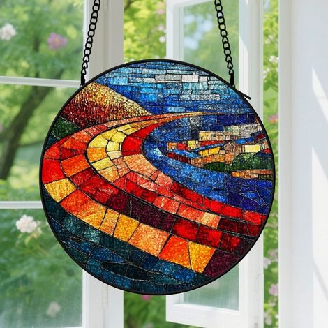 Suspension en vitrail, attrape-soleil artistique élégant, décoration porte fenêtre, cadeau Fête des Mères, Noël pour femme, maman, tante 12,5 cm (1/5)