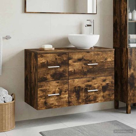 vidaXL Set di mobili per il bagno 2 pcs Rovere Fumo