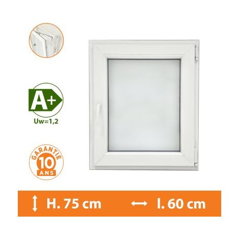 Fenêtre 1 Vantail Blanc - Tirant Droit - H.75 x l.60 cm (1/5)