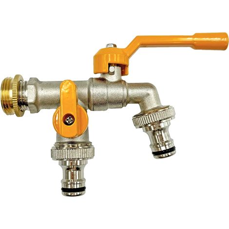(L-1pcs) Adaptateur de robinet en laiton pour tuyau d'arrosage, connecteur pour réservoir d'eau IBC 1/2'', raccord de remplacement pour joint d'irrigation 2 voies/1 voie, vanne à bille (1/4)