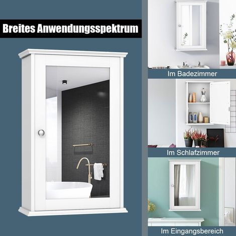 Spiegel badezimmerschrank wandschrank aufbewahrungsschrank mit einzelner 34 x 15 x 53 cm wei