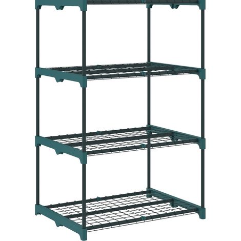 Étagère à plantes 4 niveaux 105 cm, structure en acier vert foncé, rangement intérieur extérieur pour petits balcons et terrasses, charge 15 kg - CHICFURN (1/5)