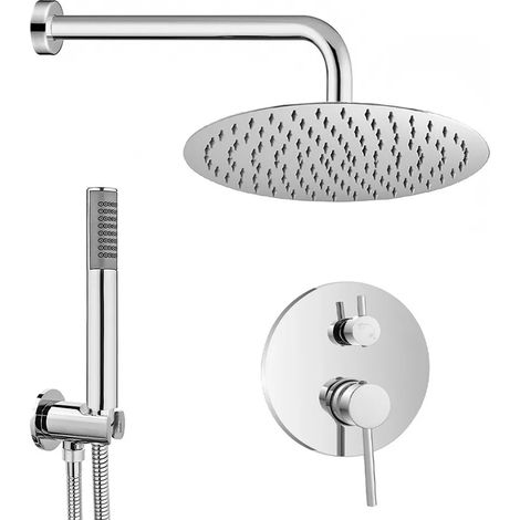 Kit doccia completo con miscelatore York con braccio 35 e soffione 20 cromo (1/5)