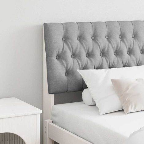 Tête de lit capitonnée 180 cm en pin massif, gris clair, coussin rembourré - PANGIVO (1/5)