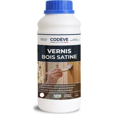 Vernis Satine Bois - 1 L   - Codeve Bois - Pour Un Aspect De Finition Satiné Sur Un Bardage, Fenêtre Ou Volet Bois.