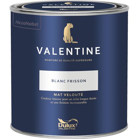 Dulux Valentine Peinture intérieure de haute qualité - Valentine - Couleur intense & pouvoir couvrant élevé - Mat Velouté Blanc Frisson 0,5 L