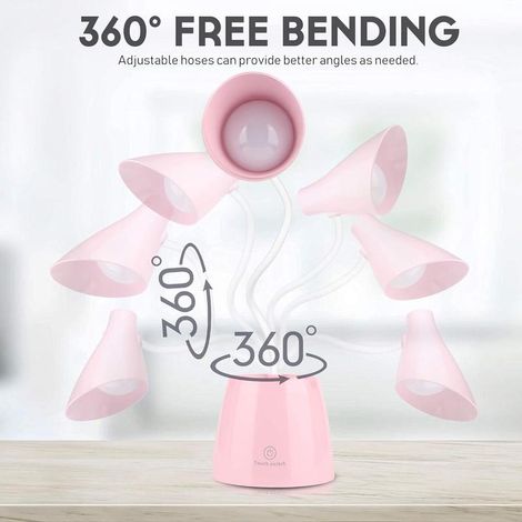 Lampe LED Enfant Rose 24 LED 3 Niveaux Intensité Tactile USB Bureau Chevet (1/5)