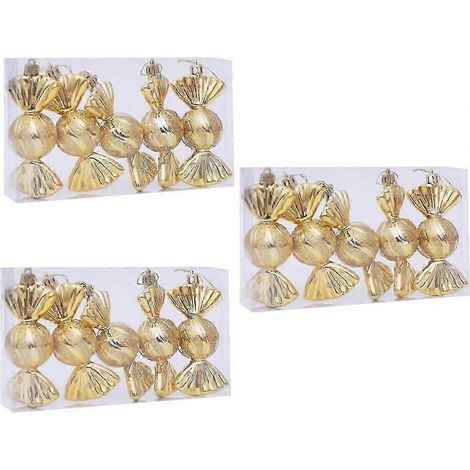 15 décorations de Noël blanches, boîtes cadeaux, boules de sapin, ornements en forme de bonbons. (1/5)