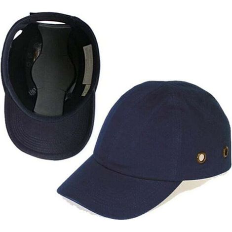 Casquette de Protection Respirant Casque de Chantier Léger Protection Tête Atelier Equipement de Sécurité Travail Anti Chute pour Sport Baseball Casquette Coque ABS 4 Trous Bleu