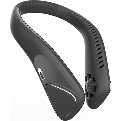 USB Ventilator Hals Leise Stark mit Akku, Nackenventilator Tragbarer Klein 3 Stufen 360° Verstellbar, Halsventilatoren Aufladbar Mini Gesicht Nacken Ventilator für Unterwegs Reise Camping Büro Schwarz