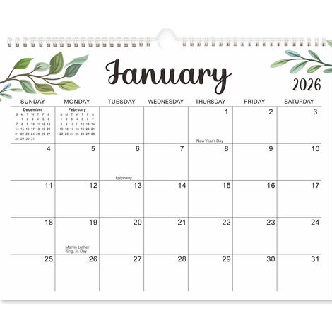 Calendrier Mural - Calendrier Annuel 2025-2026 - Reliure Spiralée - Onglets Mensuels - Pour Bureau École Maison - 1 Pièce (1/5)