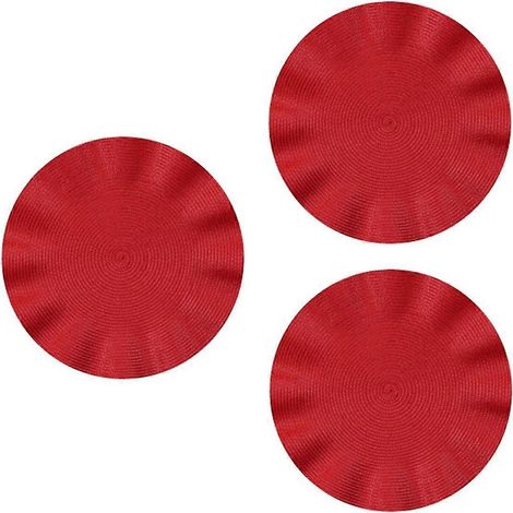 Set de table rond ondulé, dessous de plat rond anti-brûlure, set de table isolant style western, set de table de cuisine, rouge (1/5)