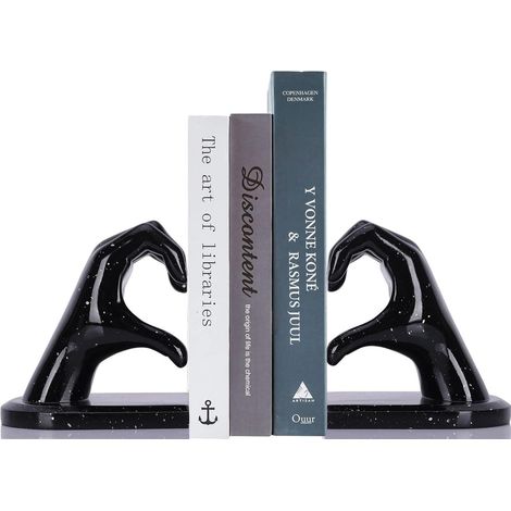 Buchstütze Skulptur Herz Hände Buchdekoration Büro Black Schwarz (1/5)
