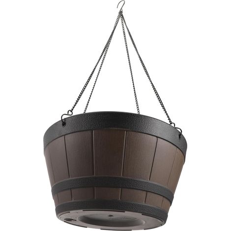 Jardinière Suspendue pour Plantes D’intérieur et Extérieur, Pot de Fleurs 30 Cm en Résine Épaisse Imitation Bois Crochet, Balcon Jardin Terrasse Décor Naturel (1/5)