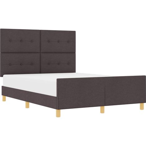 Maison Exclusive - Cadre de lit avec tête de lit Marron foncé 160 x 200 cm tissu (1/5)