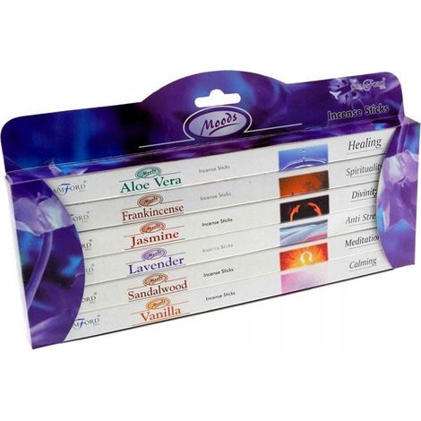 Coffret d'encens - STAMFORD - 6 encens - Ambiance relaxante - 8 bâtons par paquet - 100% naturel