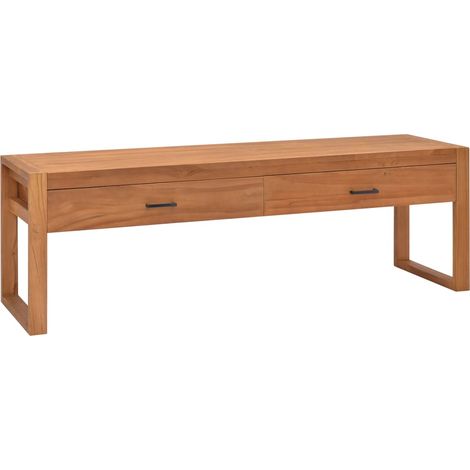 Mueble TV multimedia estantería para televisión buffet comedor salón dormitorio 140 x 40 x 45 cm madera de teca marrón 020025938