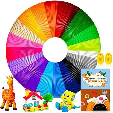 Stylo 3D Filament Pla 1.75, 20 Couleurs de 10m Chacune Filament Imprimante 3D, Stylo 3D Pen Filament Avec Gabarits pour Enfants et Adultes, Recharge Stylo 3D (1/5)