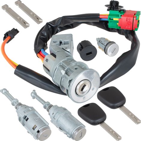 Kit complet pour Citroën C2 (2003) : contacteur d'allumage, 2 inserts de serrure de porte et insert de serrure de hayon (4 pièces). (1/2)